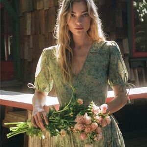 Christy Dawn Sage Floral Midi Dress